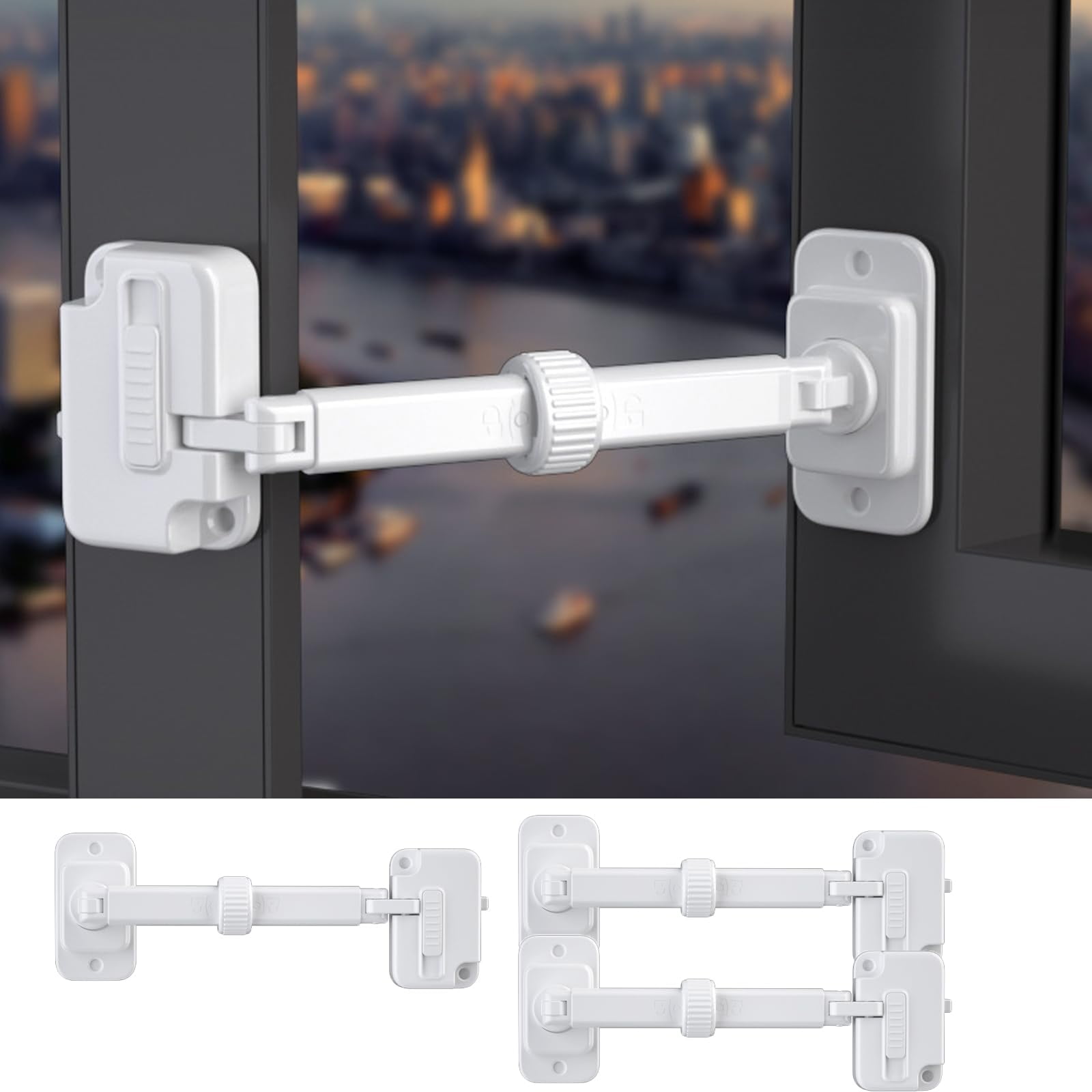 Xusx111 - 3 Paquetes Restrictor De Ventana A Prueba De Niños, Cerradura De Ventana De Seguridad Para Bebés Ajustable, Cerraduras De Seguridad De Ventana Para Niños Pequeños Y Mascotas, Fácil De Instal