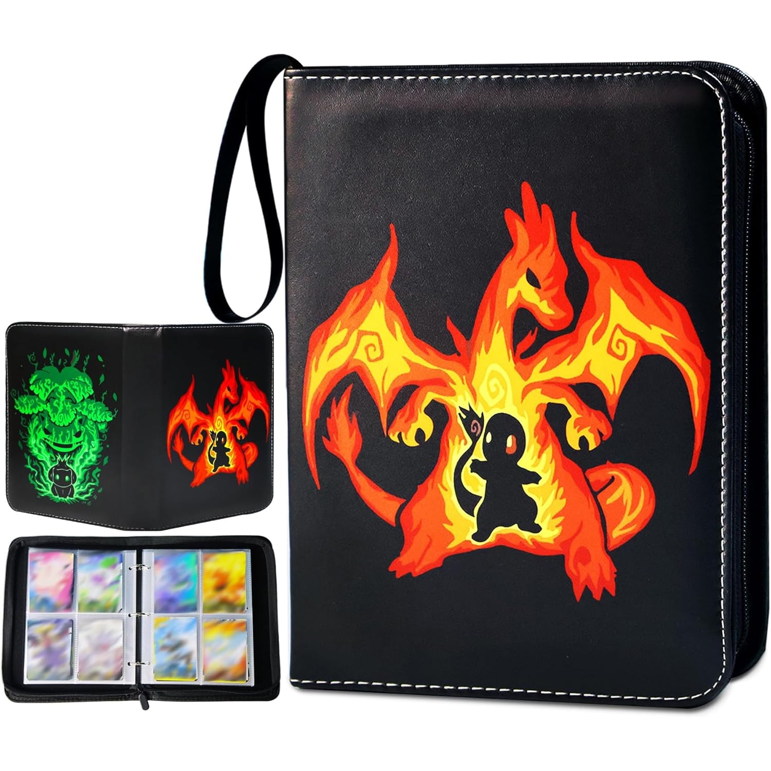 Genérico - Carpeta Para Cartas De Colección Para 400 Cartas, Carpeta Con 4 Bolsillos Y 50 Fundas Removibles, Organizador De Cartas Para La Mayoría De Las Cartas De Juego De Tamaño Estándar