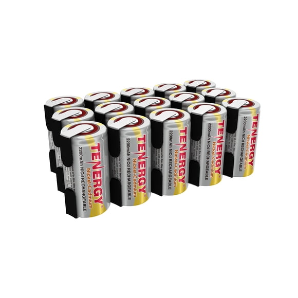 Batería Tenergy Sub C 2200 mAh NiCd 1,2 V paquete de 15 unidades