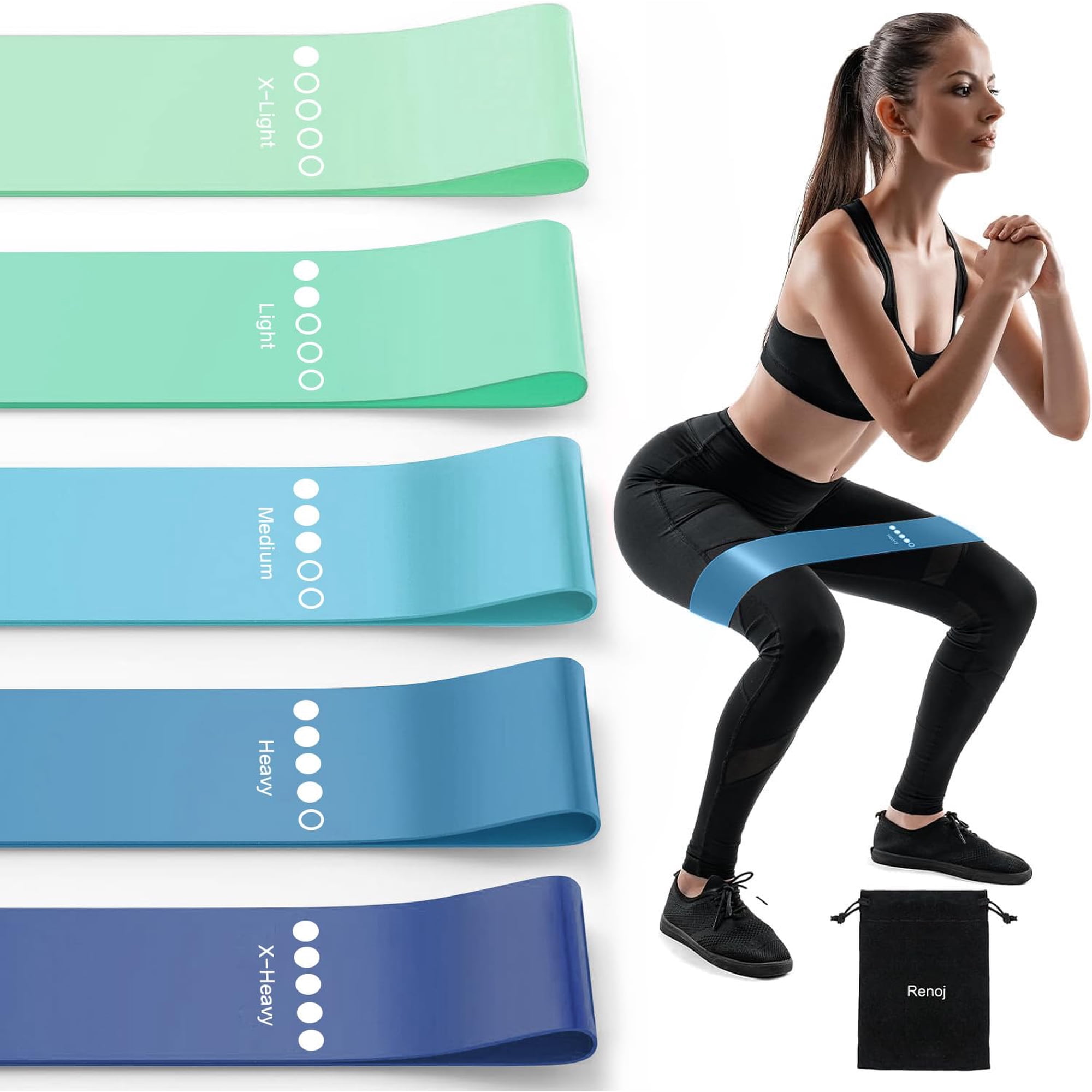 Resistance Bands Renoj, Paquete De 5 Lazos Elásticos Para Entrenamiento