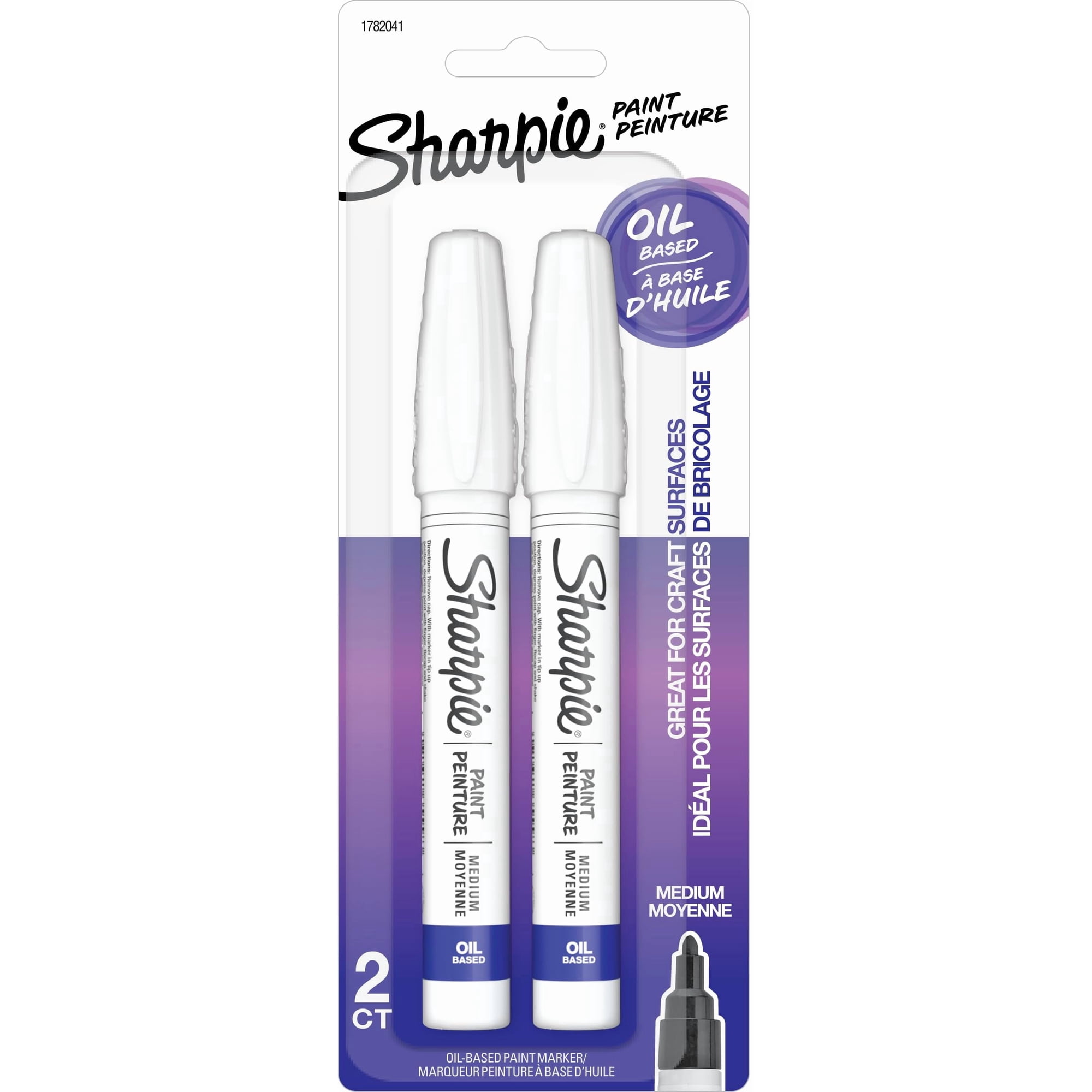 Marcadores De Pintura Sharpie A Base De Aceite De Punto Medio, Color Blanco, Paquete De 2