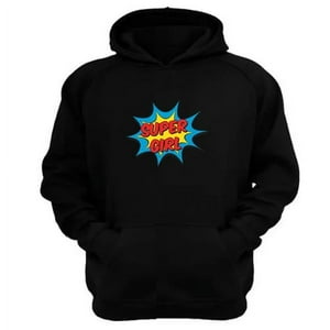 Genérico - Polerón Canguro Super Girl Negro Talla L Unisex
