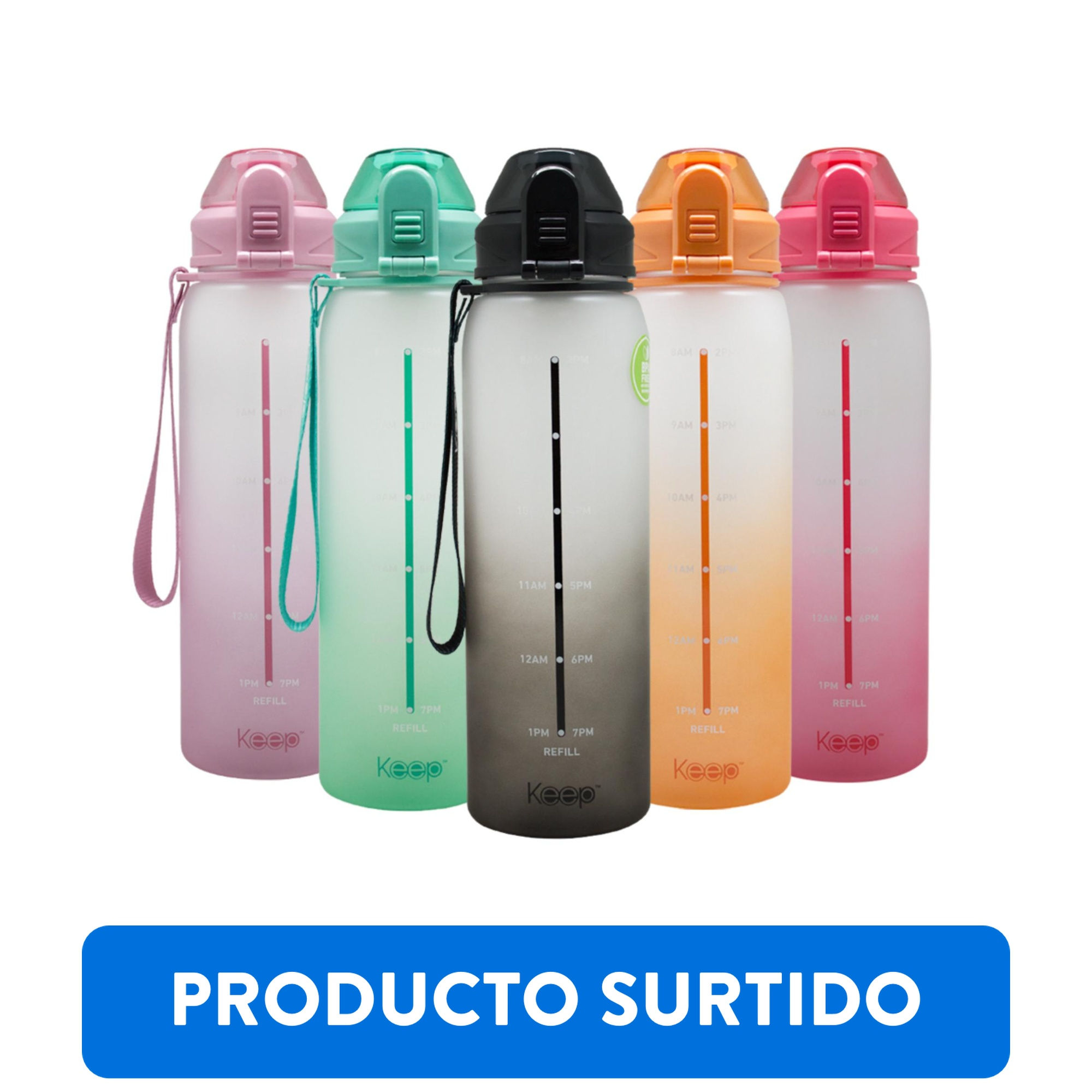 Keep - Botella Medidas Rubber 1 Litro, Producto Surtido
