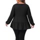 thumbnail image 3 of Agnes Orinda Conjuntos de Halloween Blusa de Mujer Talla Grande Babydoll Tejido de Waffle con Volantes Dobladillo en Capas Cuello en V Manga Larga Casual Peplum Talla 4X Negro, 3 of 6