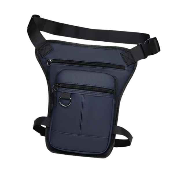 Bolso de muslo para hombre, bolso de cinturón, bolso de motocicleta, múltiples bolsillos, bolso de muslo portátil versátil, bolso multiusos para sende Azul
