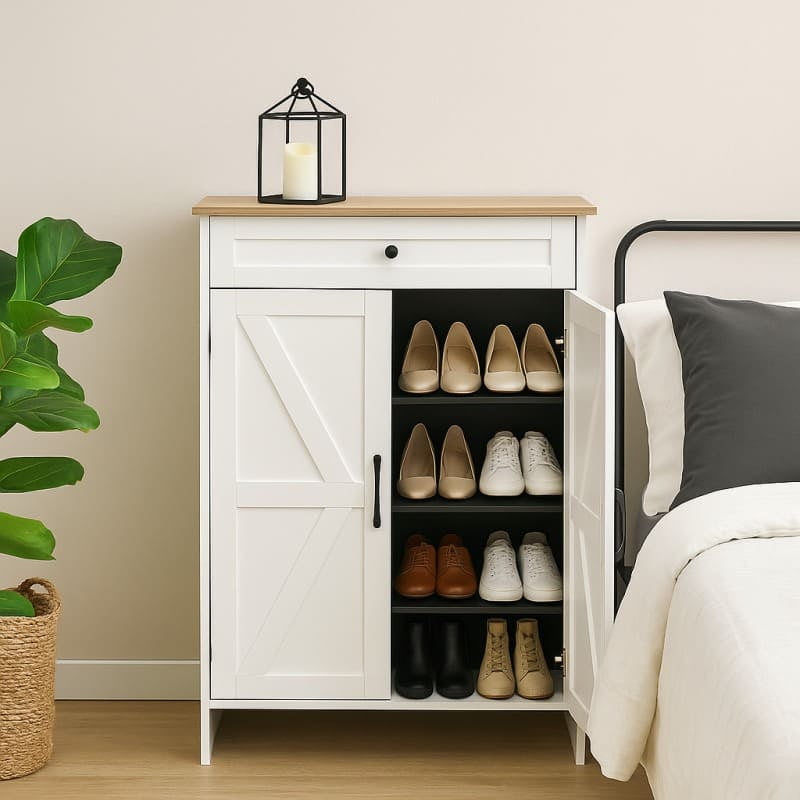 Space Home - Mueble Zapatero Nórdico Color Madera Natural