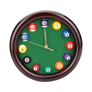 Magideal - Reloj De Pared Con Bola De Billar, Mesa De Billar, Reloj De Pared De Habitación, Decoración De Pared De Madera De 10 ""Para Bar, Sala De Billar, Juego
