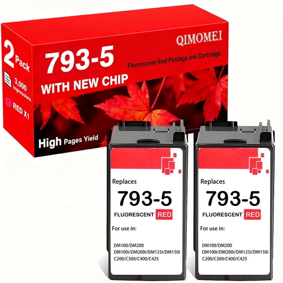 Cartucho de tinta QIMOMEI 793-5 rojo fluorescente de 35 ml para Pitney Bowes