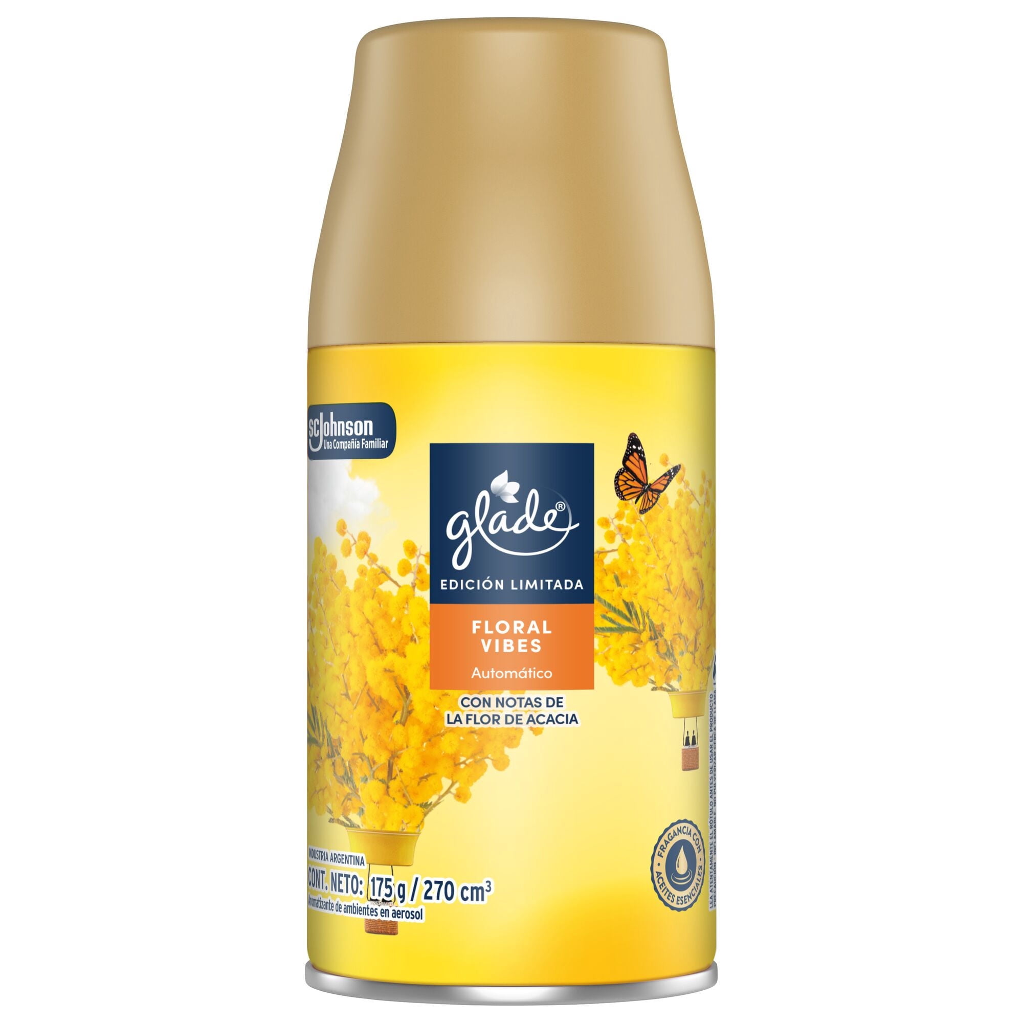 Aromatizante De Ambientes Automático Floral Vibes Aerosol Lata 270 ml Glade