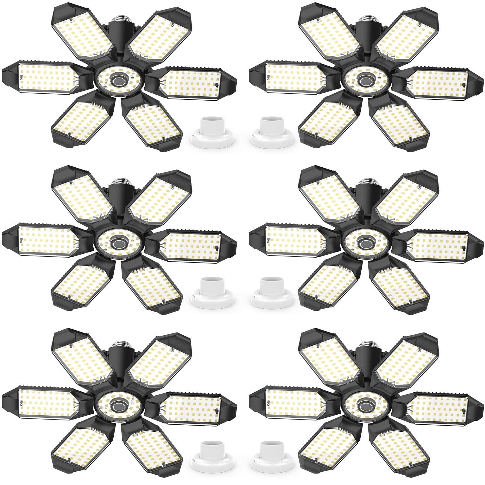 Luces Led De Garaje Lucorusc, 200 W, 22000 Lm, 6500 K, Paquete De 6 Unidades, E26/e27