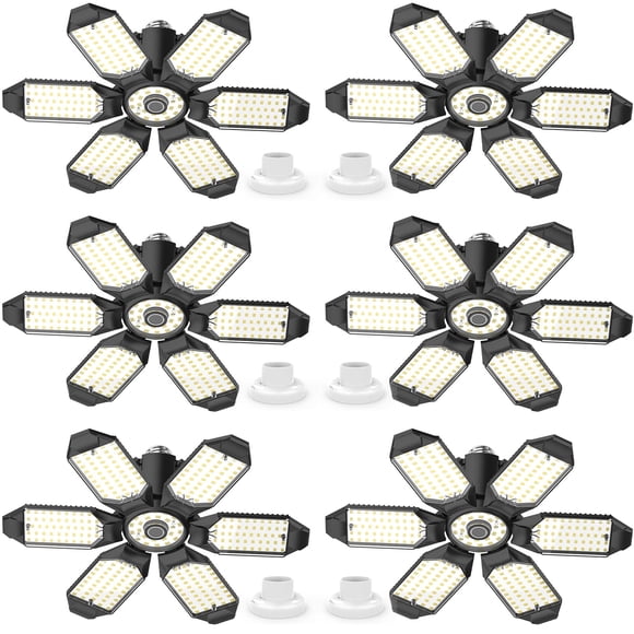 Luces LED de garaje LUCORUSC, 200 W, 22000 LM, 6500 K, paquete de 6 unidades, E26/E27