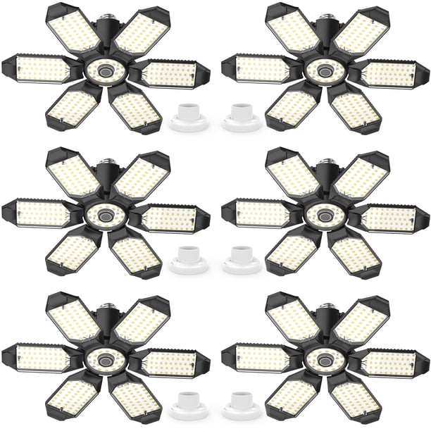 Luces LED de garaje LUCORUSC, 200 W, 22000 LM, 6500 K, paquete de 6 unidades, E26/E27