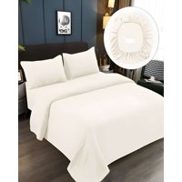 Genérico - Juego De Sabanas 500 Hilos 1 Plaza Beige Claro