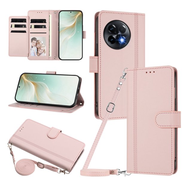 Funda Tipo Libro para OnePlus 11R 5G con Ranuras para Tarjetas, Rosa