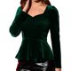 thumbnail image 1 of Blusa Elegante de Terciopelo con Escote Corazón y Manga Larga Peplum para Mujer INSPIRE CHIC L Verde Oscuro, 1 of 6