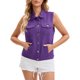 thumbnail image 2 of INSPIRE CHIC Chalecos de mezclilla para mujer con botones, lavados, sin mangas, chaquetas de jean con bolsillos, color púrpura oscuro, talla M, 2 of 6
