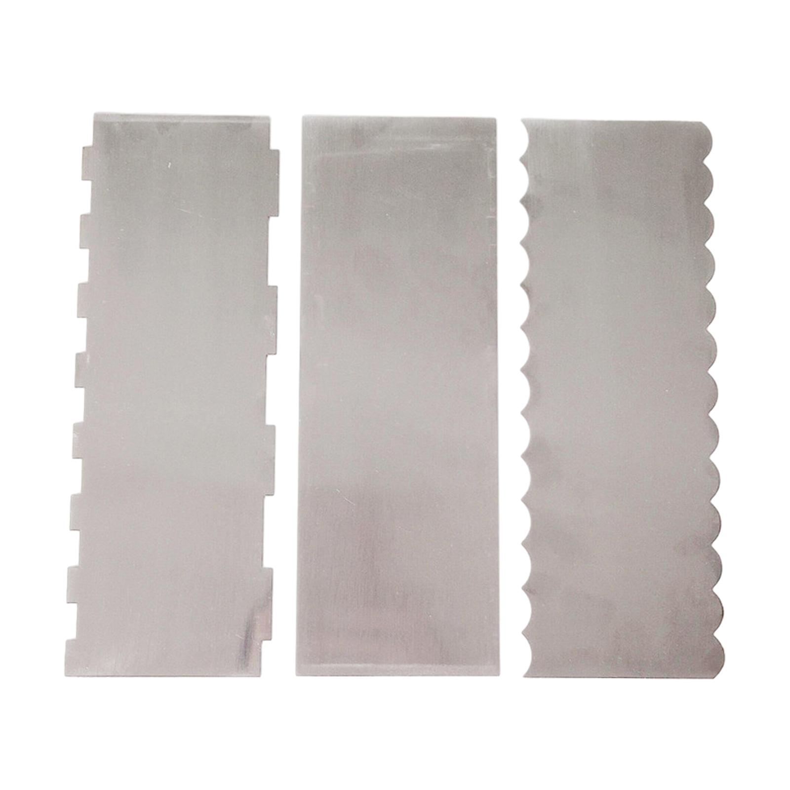 Magideal - 3 Uds Raspador De Torta Decoración De Pasteles Peine Queso Diy Fondant Crema Borde Más Suave Herramienta De Decoración De Pasteles De Acero Inoxidable