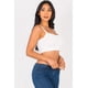 thumbnail image 3 of Top Corto De Tirantes Finos Con Cuello Halter Y Estampado De Canalé Liso Color Blanco (para Mujer), 3 of 5