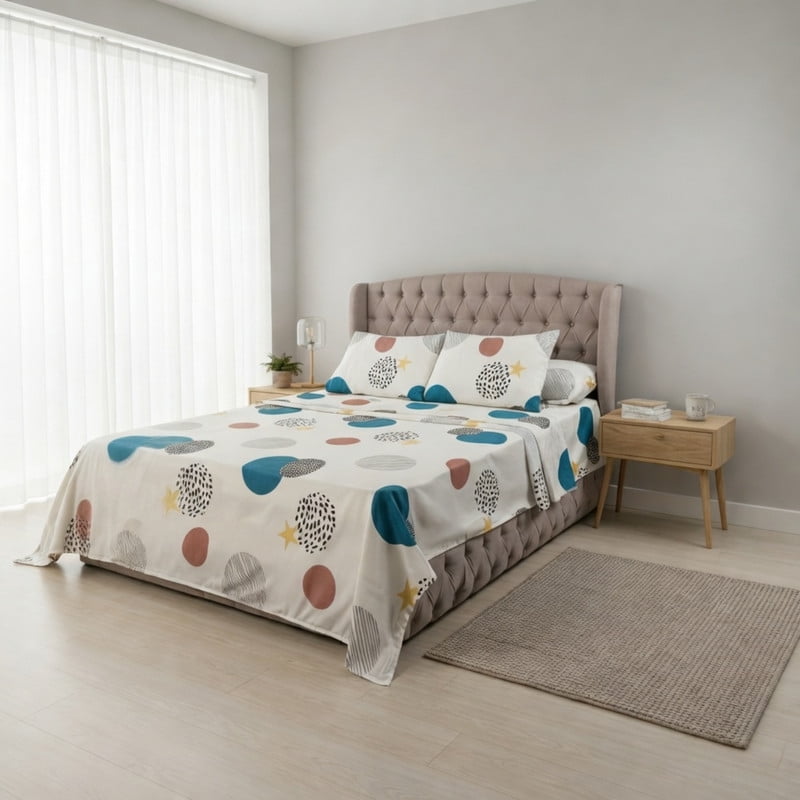 Genérico - Juego De Sabanas 100% Algodón Super King + 1 Funda Para Almohada 50x70cm