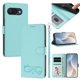thumbnail image 1 of Funda de Cuero Tipo Billetera For Google Pixel 9a 6.3", con Tarjetero, Pulsera, Soporte a Prueba de Golpes con Relieve de Patrón Feliz, Verde Claro, For Google Pixel 9a, 1 of 8