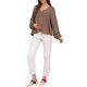 thumbnail image 2 of INSPIRE CHIC Blusa de maternidad para mujer, tops altos y bajos, cuello en V, babydoll, botón, manga larga, linterna, plisada, fruncida, volantes, embarazo, M marrón, 2 of 6
