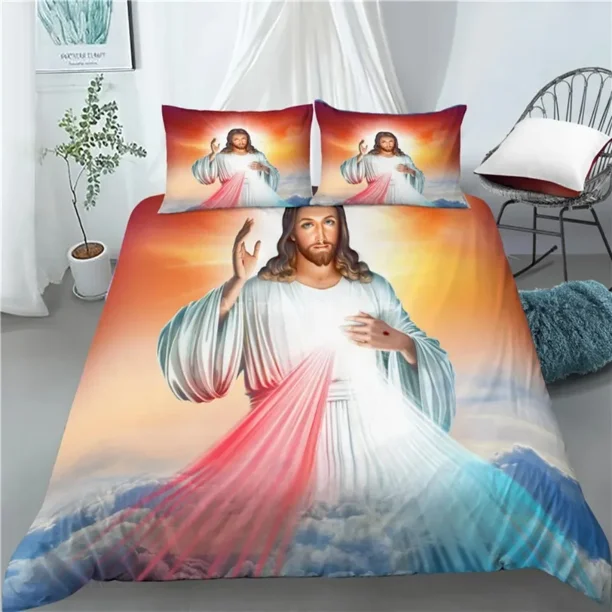 God Jesus Bedding Set Religion Bed Linen Quilt Duvet Cover Sets Home Textile Home Decor Size Fashion Bed Sheets