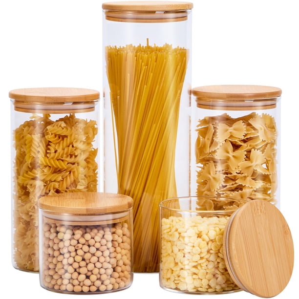 Frascos de vidrio para almacenamiento de alimentos Spreccio, set de 5 con tapas, libres de BPA