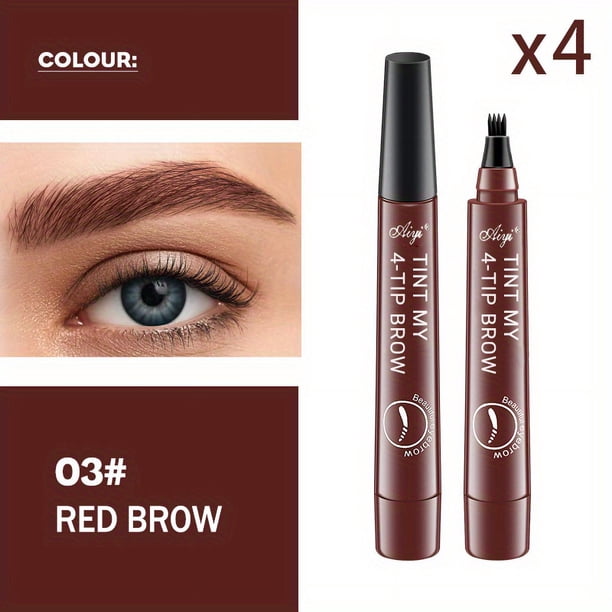 4 Split Tip Water Eyebrow Pencil, Long Lasting Waterproof, Simulated Natural Vivid Eyebrow , Clear Texture, No Decolorize Eyebrow Pen