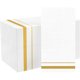 thumbnail image 1 of 200 servilletas desechables de papel de 3 capas, blancas con borde dorado, 1 of 3