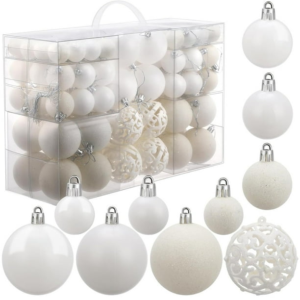 100 bolas navideñas para árbol de Navidad, delicado juego de adornos navideños artesanales de plástico irrompible para Año Nuevo, fiestas de bodas y otras festividades.