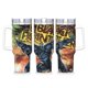 thumbnail image 1 of Pantera Negra Vaso aislado de acero inoxidable con asa, diseño temático, regalo para familia, amigos y fans; incluye pajita y encaja en el portavasos estándar, 40 oz, 1 of 6