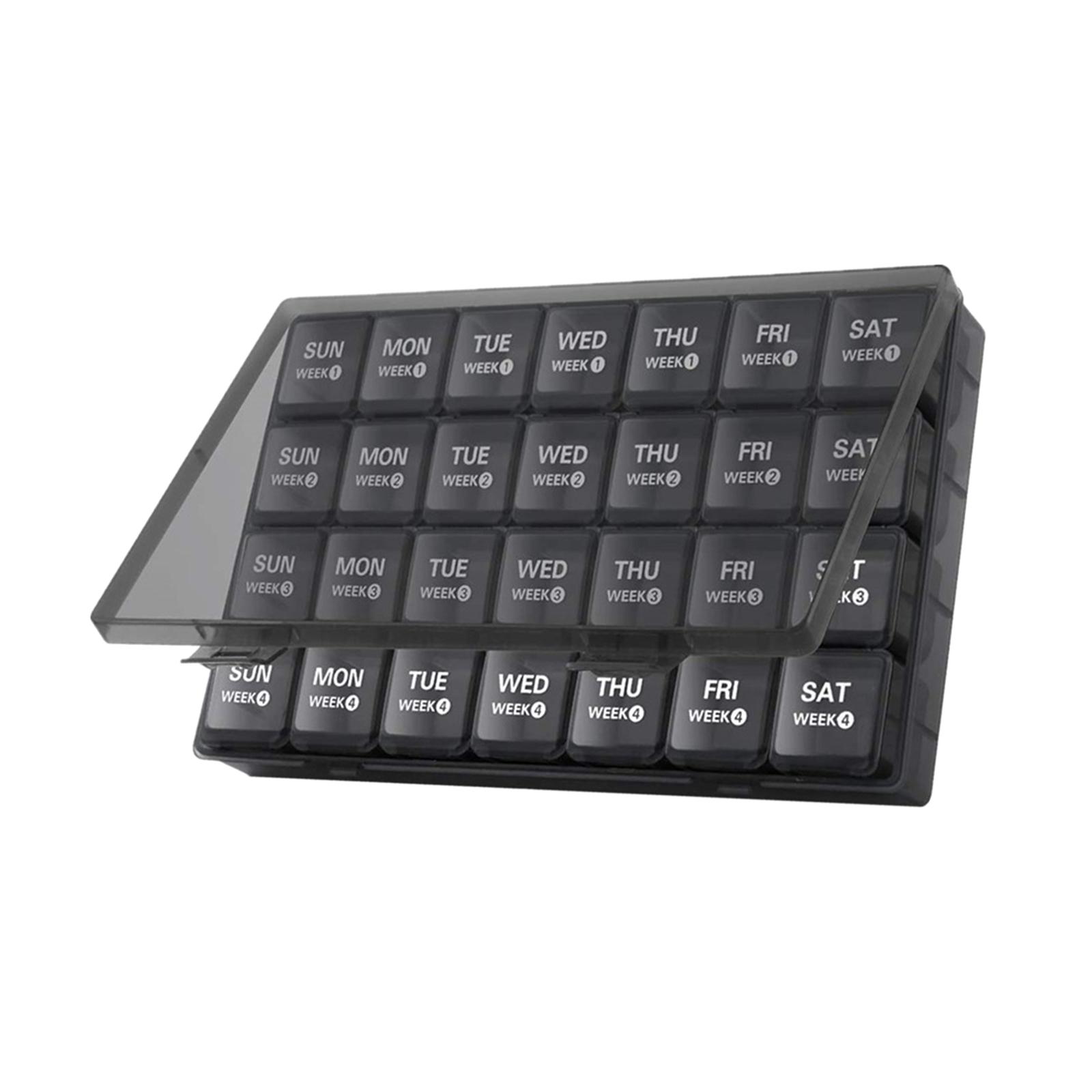 Ioensy - Organizador Mensual De Pastillas, Estuche De Viaje, Organizador De Pastillas De Viaje Para Oficina, Dormitorio, Negro