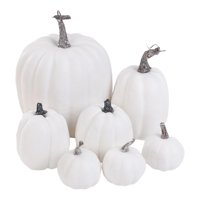 Magideal - 7X Calabazas Artificiales Espuma Artesanía Trabajo Hecho De Halloween Para Mesa De Comedor Festiva , Blanco