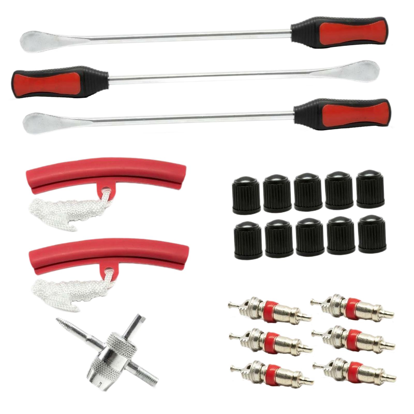 Ioensy - Kit De Cuchara Para Neumáticos De Acero De 14,5 Pulgadas Con Herramienta Para Válvulas Para Bicicletas, Camiones Y Motocicletas