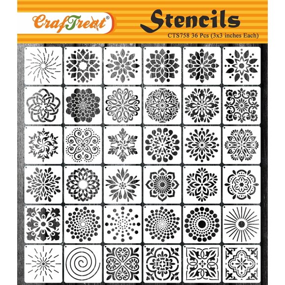 Plantillas de mandala reutilizables CrafTreat de 36 piezas para pintar sobre madera