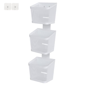 Bothyi - Cesta De Pared Minimalista Para Colgar Ajos, Para Baño, Cocina, Restaurante, Tres Capas, Color Blanco