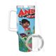 thumbnail image 3 of ¡Press Start! Vaso aislado de acero inoxidable con asa, diseño temático, regalo para familia, amigos y fans; incluye pajita y encaja en el portavasos estándar, 40 oz, 3 of 6