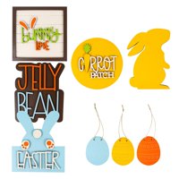 Magideal - 8 Piezas De Huevo De De Pascua Conejo Regalos De Bricolaje Adorno Carteles De Bienvenida Artesanía Para Accesorios De Fotografía Al A