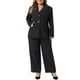 thumbnail image 4 of Agnes Orinda Traje de Oficina Casual de Negocios para Mujer de Talla Grande 2 Piezas Blazer de Solapa y Pantalones de Pierna Ancha 1X Negro, 4 of 6