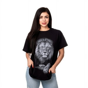 Sigel - Polera Mujer Oversize Estampado King Lion Negro Talla M