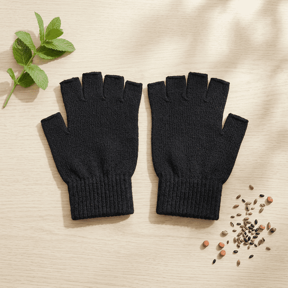 Guantes Sin Dedos De Lana Invierno Unisex Negros