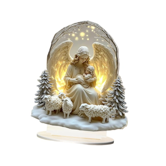 Letrero De Mesa Con Escena De Belén De ángel Navideño 2D Con Soporte, Decoración De Escritorio, Estilo A