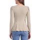 thumbnail image 3 of INSPIRE CHIC Blusa de Mujer de Manga Larga con Cuello Redondo, Hombros Acolchados y Dobladillo con Volantes Plisados S Caqui, 3 of 6