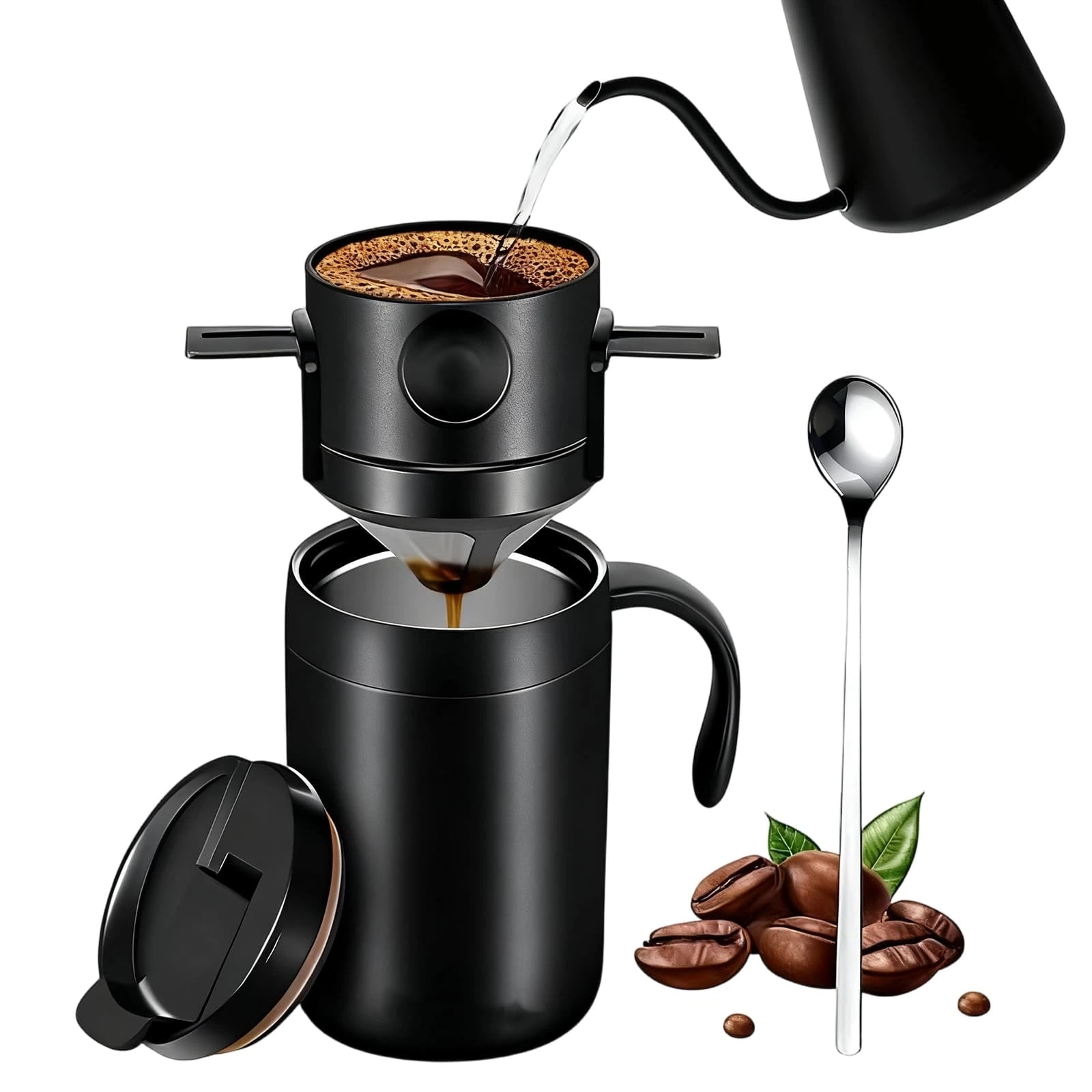 Xusx111 - 500ml Camping Coffee Maker Pour Over Coffee Maker Set，camp Pour Over Set，kit De Café Portátil Para Viajes, Camping, Oficinas, Mochila Conjunto De Tres Piezas