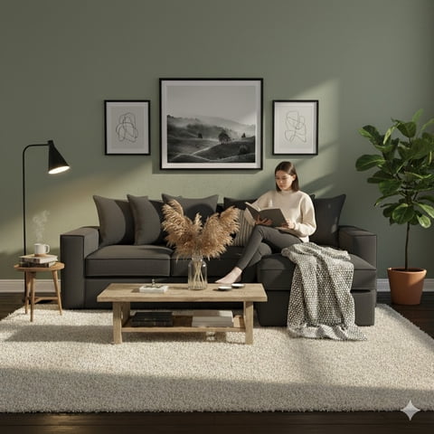 Sitial Home - Seccional Libre Disposicion Baco Marengo Con Resortes Full Comfort Plus