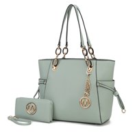 Cartera Mkf Collection + Billetera De Cuero Vegano, Verde Mar