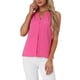 thumbnail image 4 of INSPIRE CHIC Blusa sin mangas de gasa con cuello en V para mujer, para oficina, L Rosa Fucsia, 4 of 6