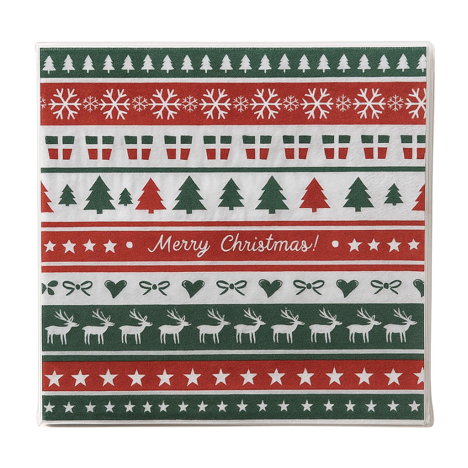 Fliperex - Set De 40 Servilletas Navideñas Con Diseños Variados Decorativos Blanco Arboles