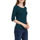 thumbnail image 4 of INSPIRE CHIC Camisetas de Mujer Mangas al Codo Cuello Barco Ajuste Ceñido Casual Camisetas Verde Oscuro M, 4 of 7