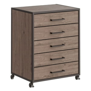 Topmarket - Archivador Liviano De 5 Cajones Cafe Con Ruedas Mdf